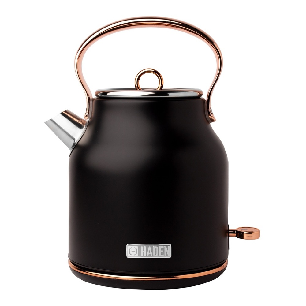 Haden Heritage Stainless-Steel Electric Cordless Kettle, 1.7-L Black & Copper